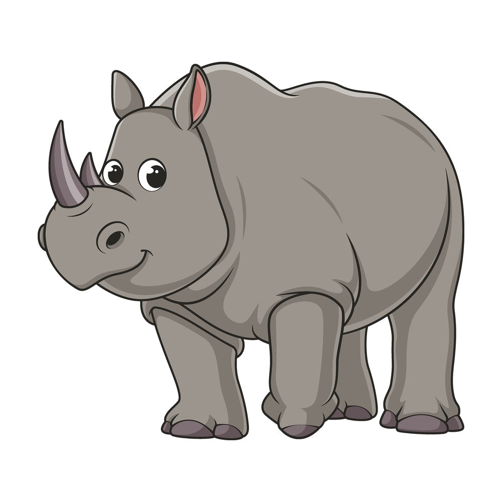 Cartoon rhino with smiling face. PNG - JPG and vector EPS file formats (infinitely scalable). Image isolated on transparent background.