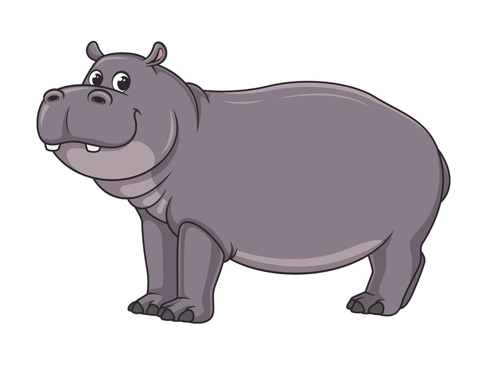 Cartoon hippopotamus standing. PNG - JPG and vector EPS file formats (infinitely scalable). Image isolated on transparent background.