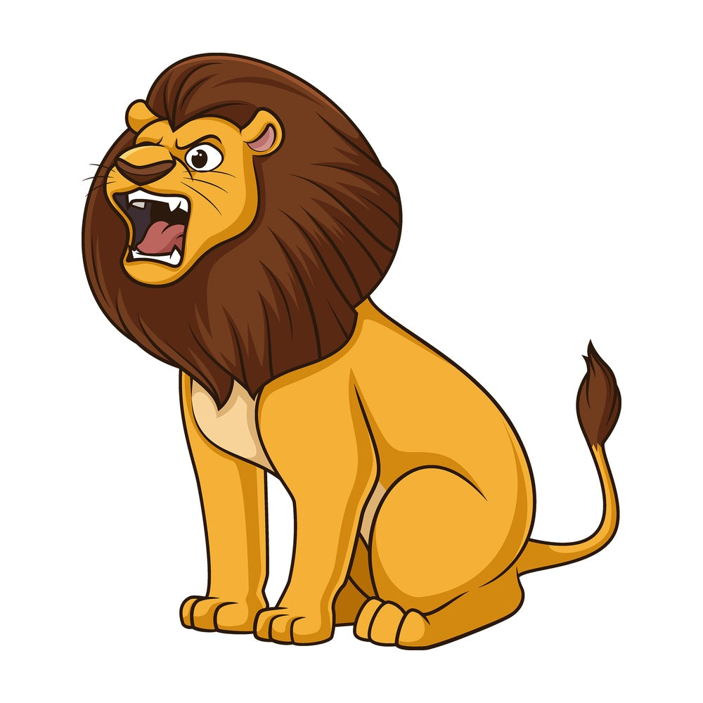 Cartoon lion roaring fiercely. PNG - JPG and vector EPS file formats (infinitely scalable). Image isolated on transparent background.