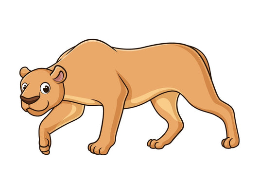 Cartoon lioness ready to hunt. PNG - JPG and vector EPS file formats (infinitely scalable). Image isolated on transparent background.