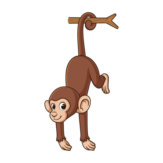Cartoon monkey hanging from vine. PNG - JPG and vector EPS file formats (infinitely scalable). Image isolated on transparent background.