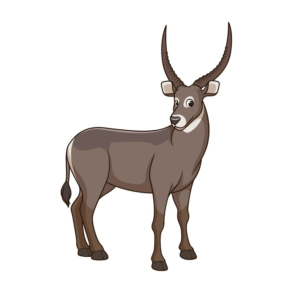 Cartoon waterbuck safari animal. PNG - JPG and vector EPS file formats (infinitely scalable). Image isolated on transparent background.