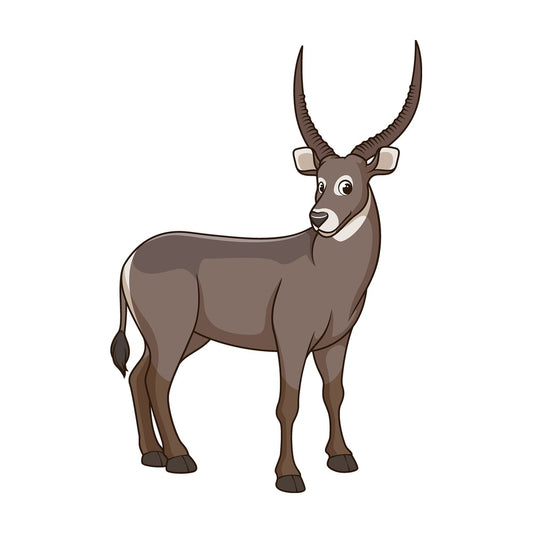 Cartoon waterbuck safari animal. PNG - JPG and vector EPS file formats (infinitely scalable). Image isolated on transparent background.