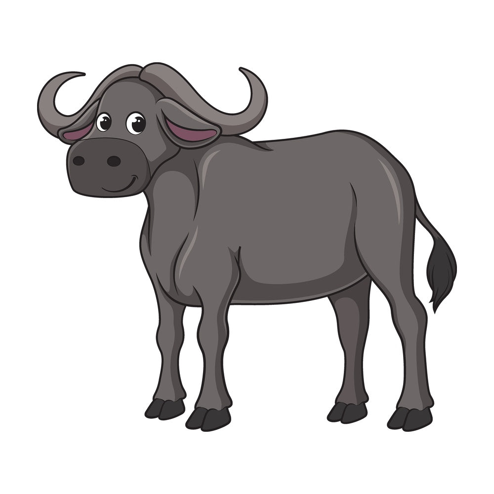 Cartoon african buffalo safari animal. PNG - JPG and vector EPS file formats (infinitely scalable). Image isolated on transparent background.