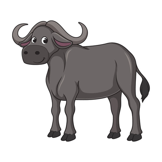 Cartoon african buffalo safari animal. PNG - JPG and vector EPS file formats (infinitely scalable). Image isolated on transparent background.