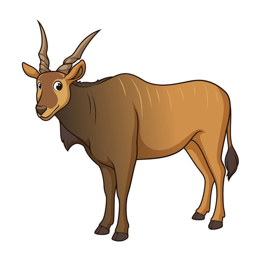 Cartoon common eland safari animal. PNG - JPG and vector EPS file formats (infinitely scalable). Image isolated on transparent background.
