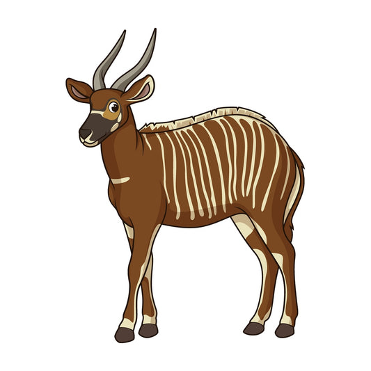 Cartoon bongo antelope safari animal. PNG - JPG and vector EPS file formats (infinitely scalable). Image isolated on transparent background.
