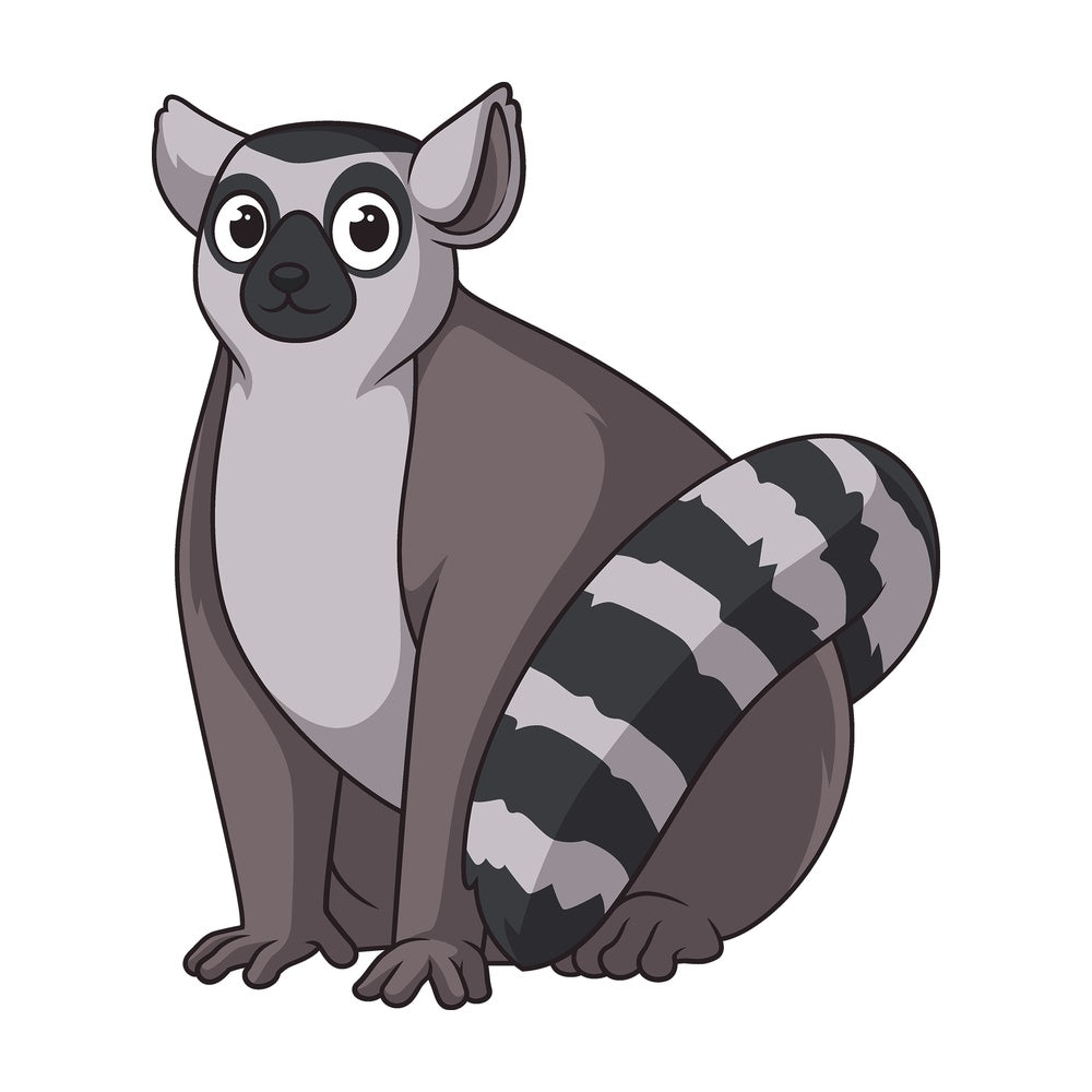 Cartoon lemur safari animal. PNG - JPG and vector EPS file formats (infinitely scalable). Image isolated on transparent background.