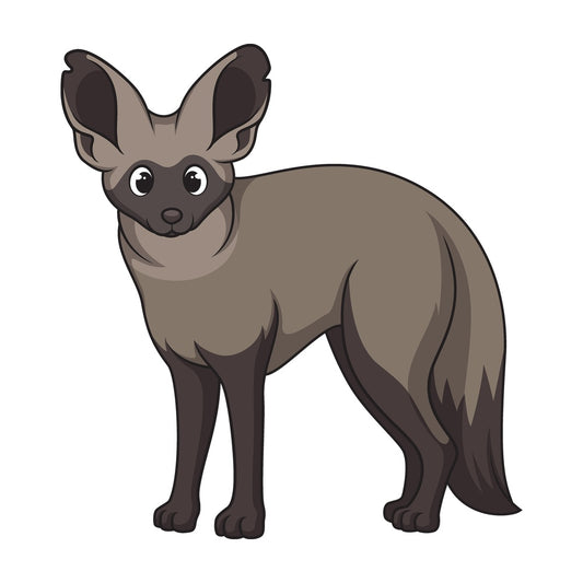 Cartoon box-eared fox safari animal. PNG - JPG and vector EPS file formats (infinitely scalable). Image isolated on transparent background.