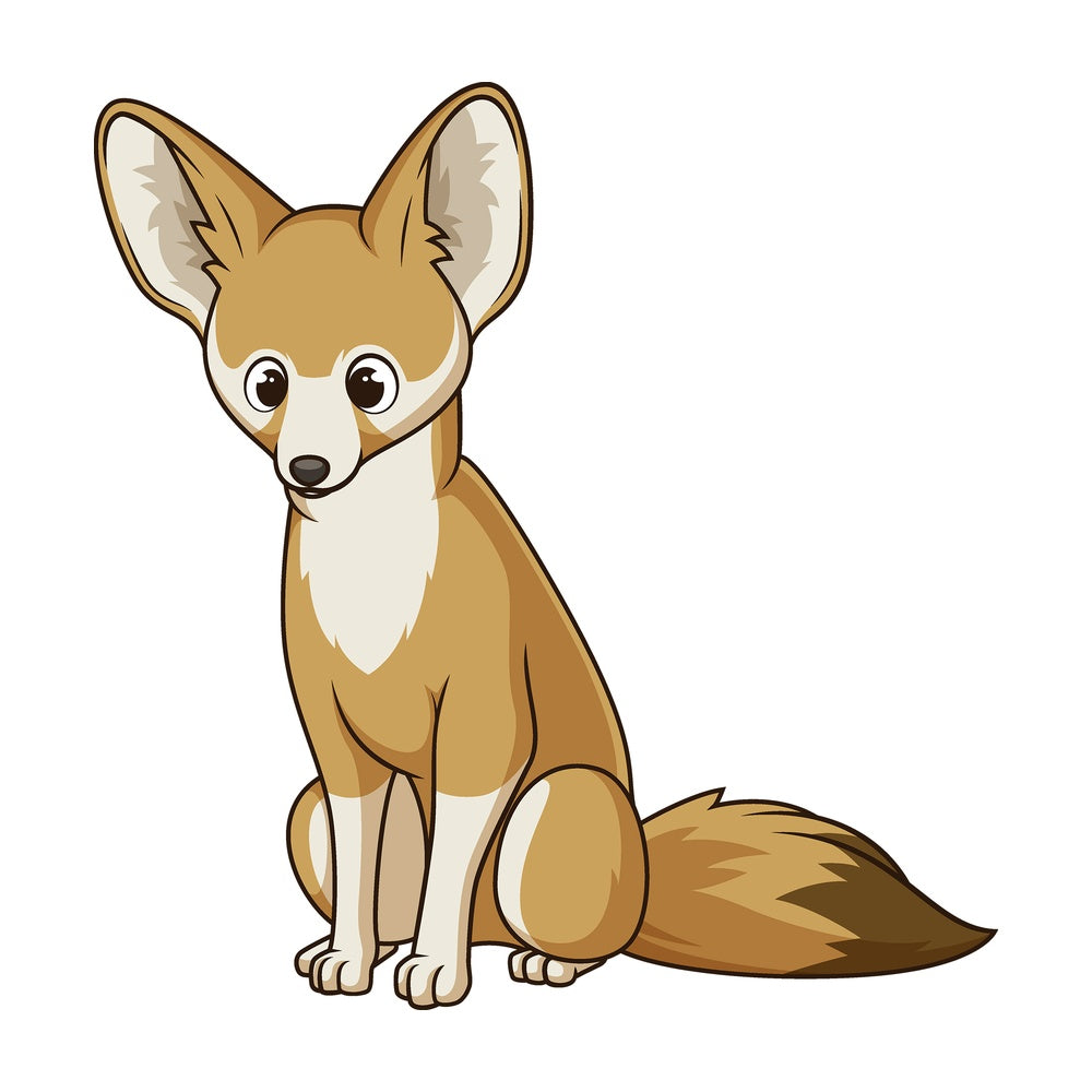 Cartoon fennec fox safari animal. PNG - JPG and vector EPS file formats (infinitely scalable). Image isolated on transparent background.