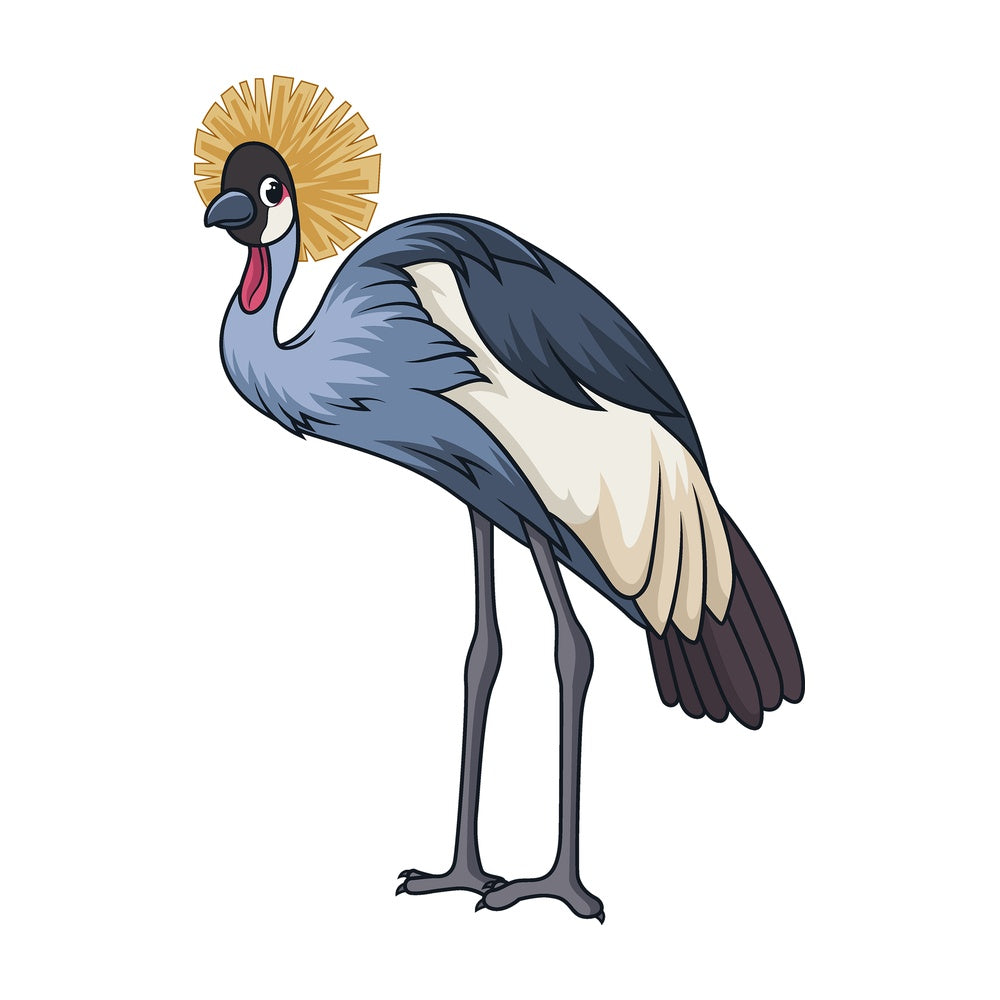 Cartoon grey-crowned crane. PNG - JPG and vector EPS file formats (infinitely scalable). Image isolated on transparent background.