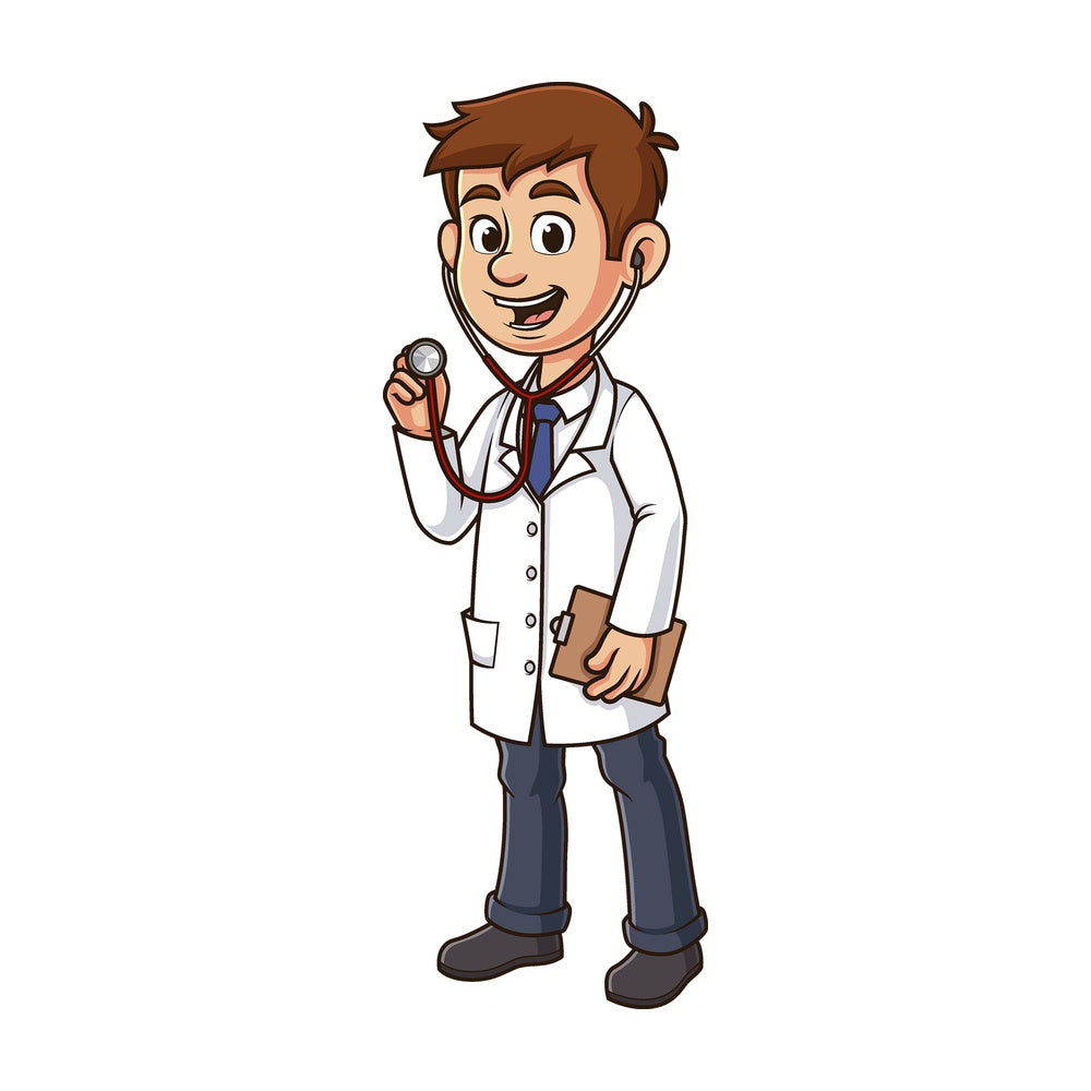 Cartoon doctor with stethoscope. PNG - JPG and vector EPS file formats (infinitely scalable). Image isolated on transparent background.