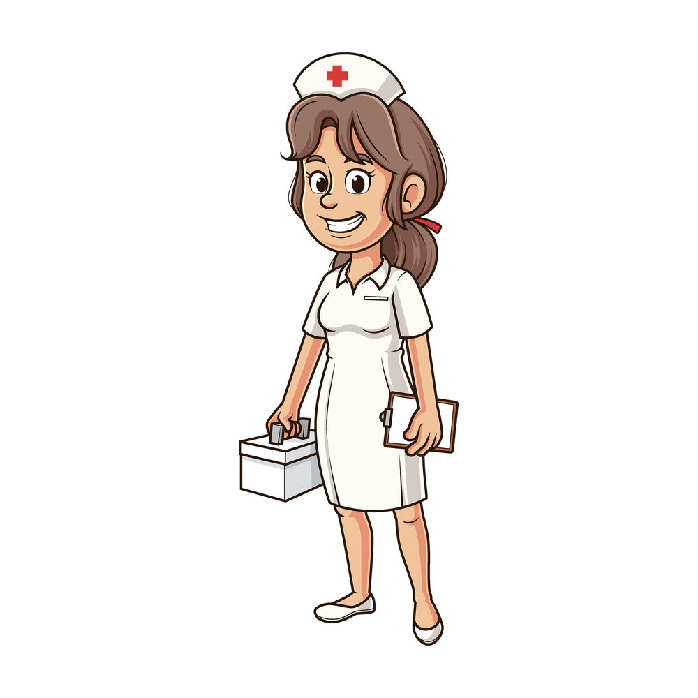 Cartoon nurse smiling. PNG - JPG and vector EPS file formats (infinitely scalable). Image isolated on transparent background.