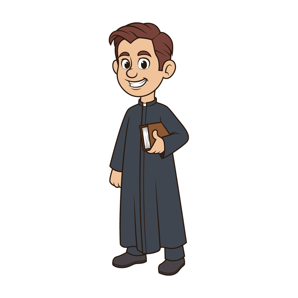 Cartoon catholic priest. PNG - JPG and vector EPS file formats (infinitely scalable). Image isolated on transparent background.