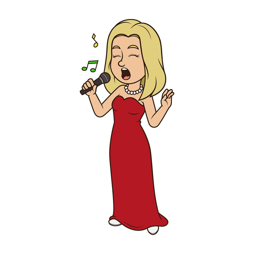 Cartoon female singer. PNG - JPG and vector EPS file formats (infinitely scalable). Image isolated on transparent background.