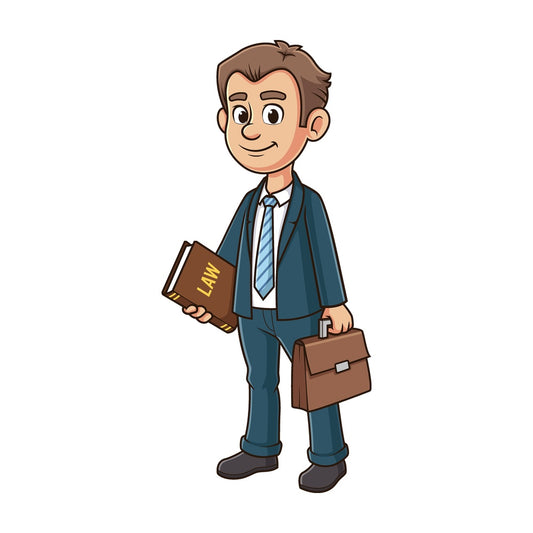 Cartoon lawyer in suit. PNG - JPG and vector EPS file formats (infinitely scalable). Image isolated on transparent background.