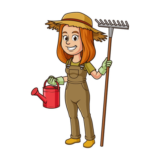 Cartoon female gardener. PNG - JPG and vector EPS file formats (infinitely scalable). Image isolated on transparent background.