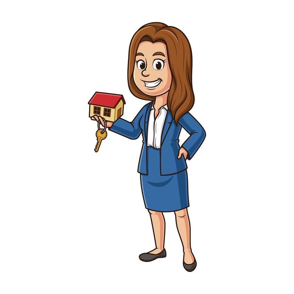 Cartoon female realtor. PNG - JPG and vector EPS file formats (infinitely scalable). Image isolated on transparent background.