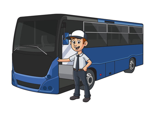 Cartoon bus driver. PNG - JPG and vector EPS file formats (infinitely scalable). Image isolated on transparent background.