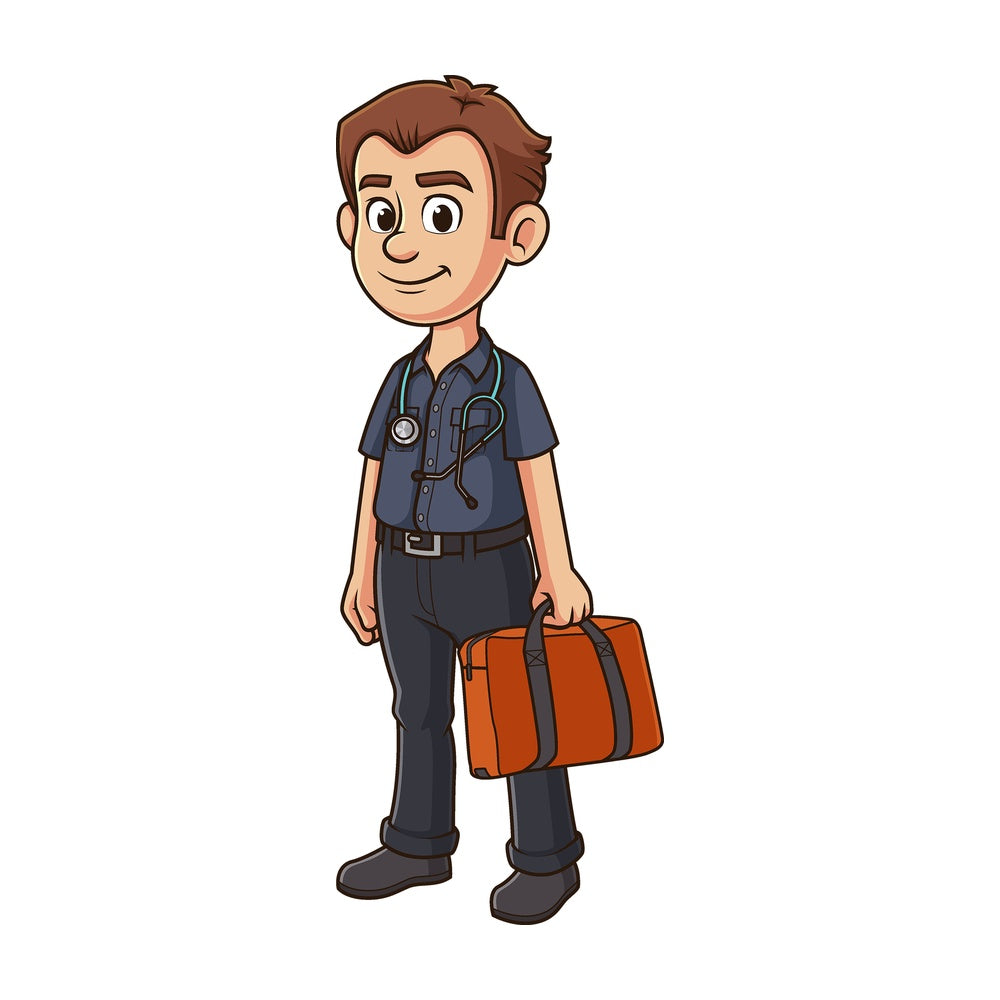 Cartoon paramedic with stethoscope. PNG - JPG and vector EPS file formats (infinitely scalable). Image isolated on transparent background.