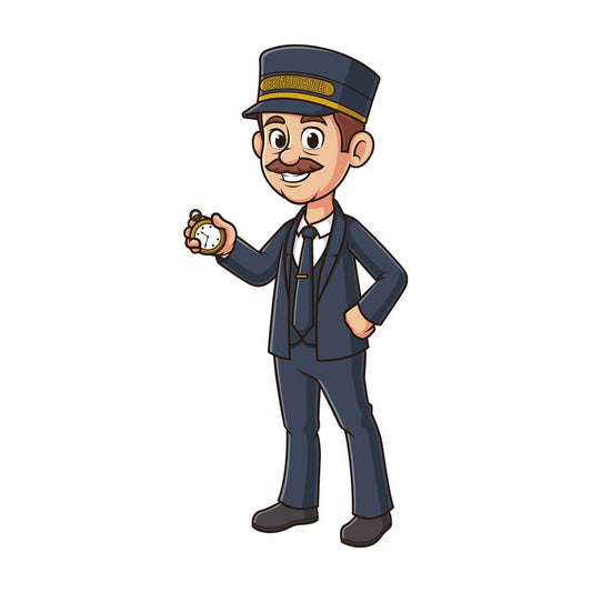 Cartoon train conductor. PNG - JPG and vector EPS file formats (infinitely scalable). Image isolated on transparent background.