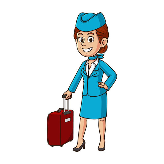 Cartoon flight attendant. PNG - JPG and vector EPS file formats (infinitely scalable). Image isolated on transparent background.