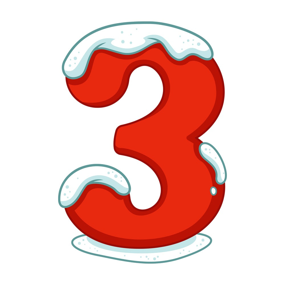 Cartoon christmas number 3. PNG - JPG and vector EPS file formats (infinitely scalable). Image isolated on transparent background.