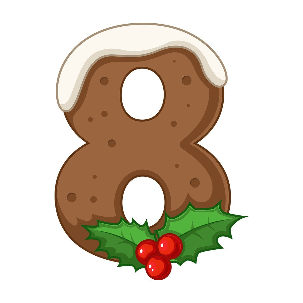 Cartoon christmas number 8. PNG - JPG and vector EPS file formats (infinitely scalable). Image isolated on transparent background.