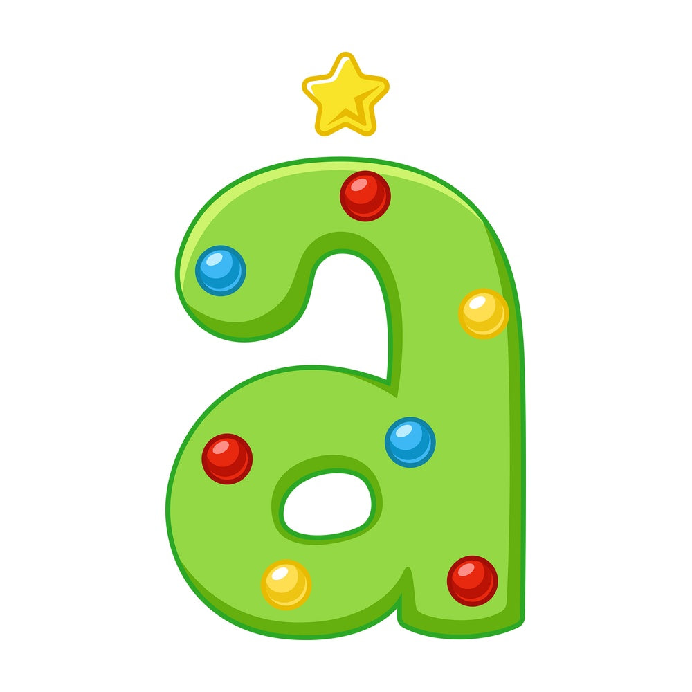 Cartoon christmas lowercase letter a. PNG - JPG and vector EPS file formats (infinitely scalable). Image isolated on transparent background.