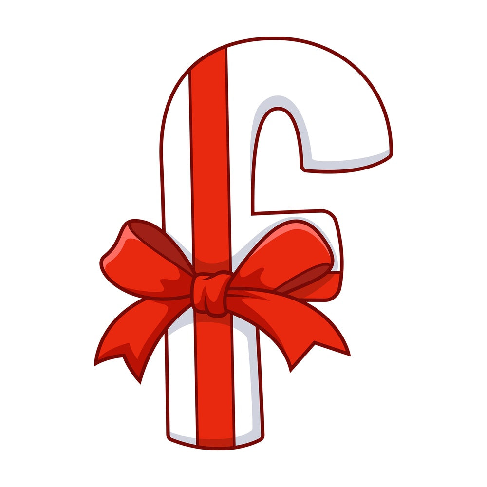 Cartoon christmas lowercase letter f. PNG - JPG and vector EPS file formats (infinitely scalable). Image isolated on transparent background.