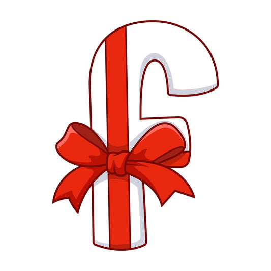 Cartoon christmas lowercase letter f. PNG - JPG and vector EPS file formats (infinitely scalable). Image isolated on transparent background.