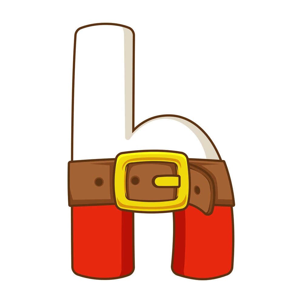 Cartoon christmas lowercase letter h. PNG - JPG and vector EPS file formats (infinitely scalable). Image isolated on transparent background.