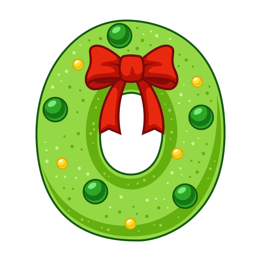 Cartoon christmas lowercase letter o. PNG - JPG and vector EPS file formats (infinitely scalable). Image isolated on transparent background.