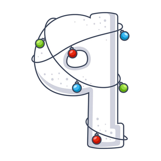 Cartoon christmas lowercase letter q. PNG - JPG and vector EPS file formats (infinitely scalable). Image isolated on transparent background.