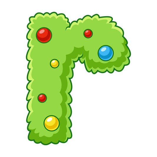 Cartoon christmas lowercase letter r. PNG - JPG and vector EPS file formats (infinitely scalable). Image isolated on transparent background.