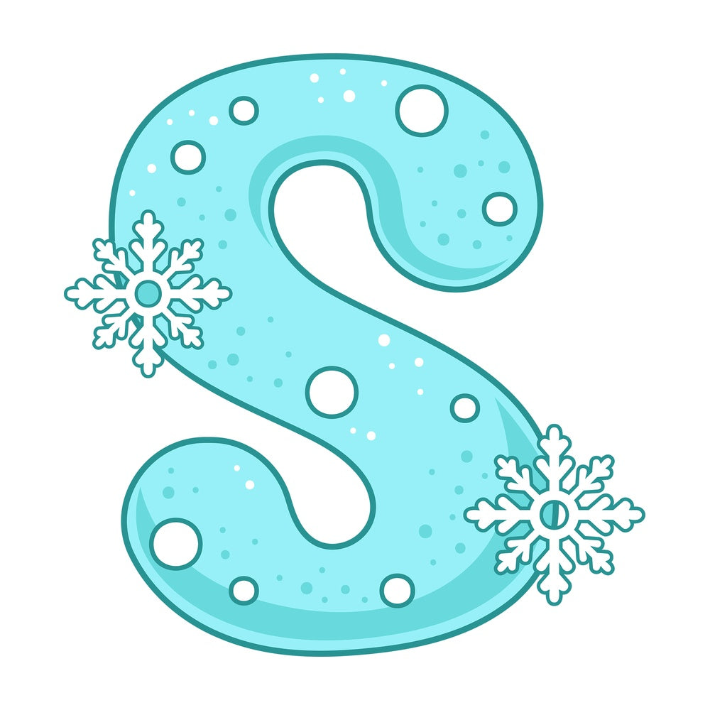Cartoon christmas lowercase letter s. PNG - JPG and vector EPS file formats (infinitely scalable). Image isolated on transparent background.