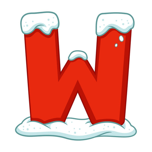 Cartoon christmas lowercase letter w. PNG - JPG and vector EPS file formats (infinitely scalable). Image isolated on transparent background.