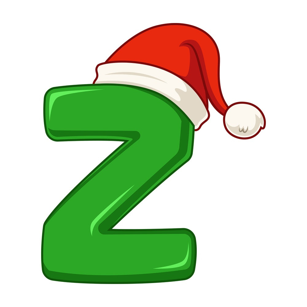 Cartoon christmas lowercase letter z. PNG - JPG and vector EPS file formats (infinitely scalable). Image isolated on transparent background.