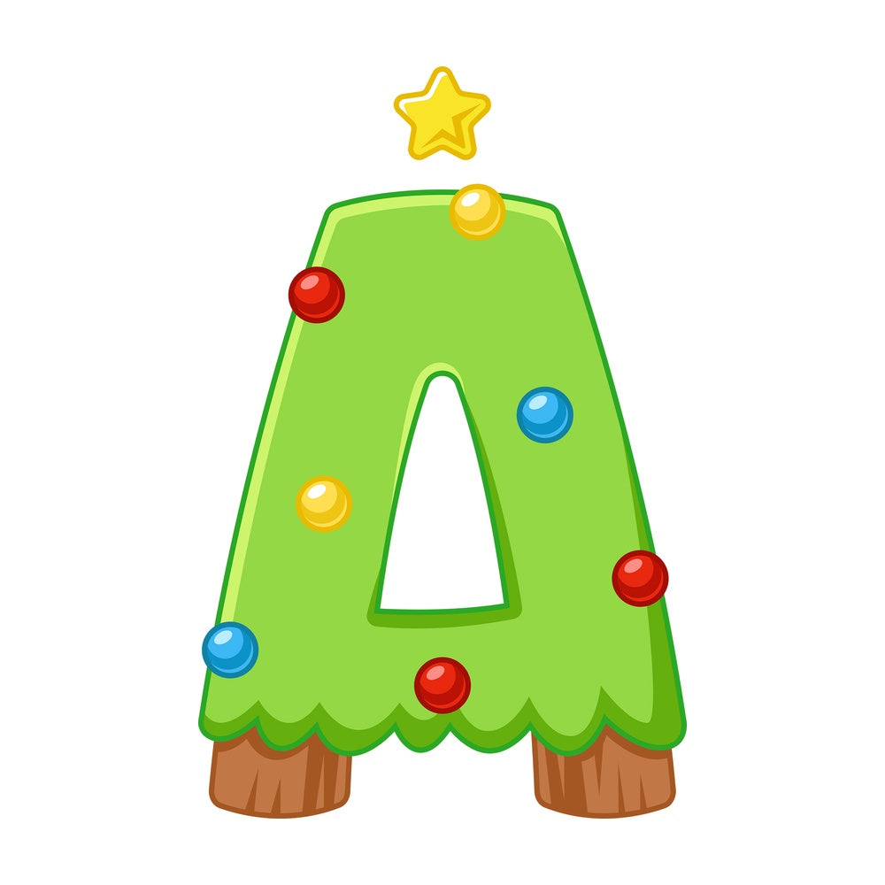 Cartoon christmas capital letter a. PNG - JPG and vector EPS file formats (infinitely scalable). Image isolated on transparent background.