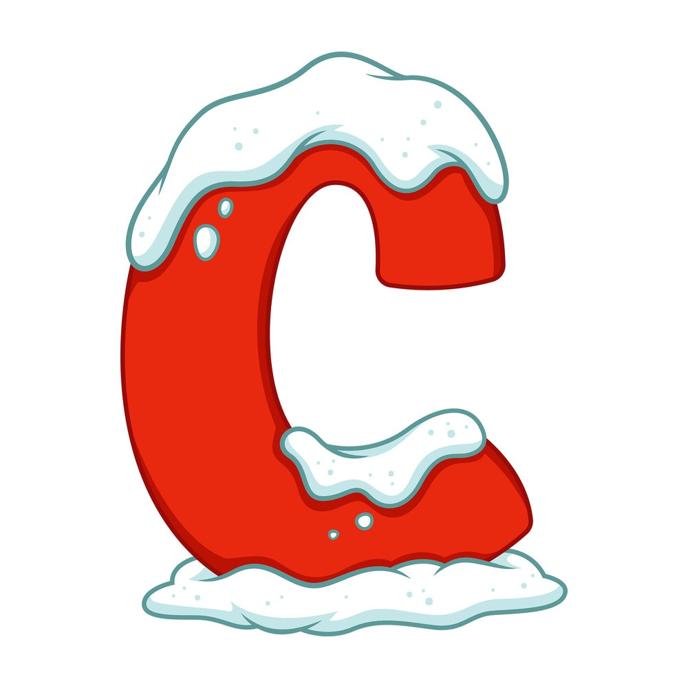 Cartoon christmas capital letter c. PNG - JPG and vector EPS file formats (infinitely scalable). Image isolated on transparent background.