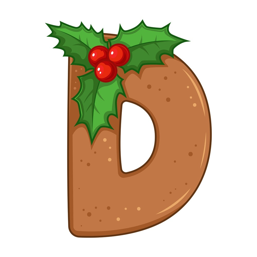 Cartoon christmas capital letter d. PNG - JPG and vector EPS file formats (infinitely scalable). Image isolated on transparent background.