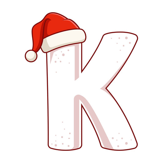 Cartoon christmas capital letter k. PNG - JPG and vector EPS file formats (infinitely scalable). Image isolated on transparent background.