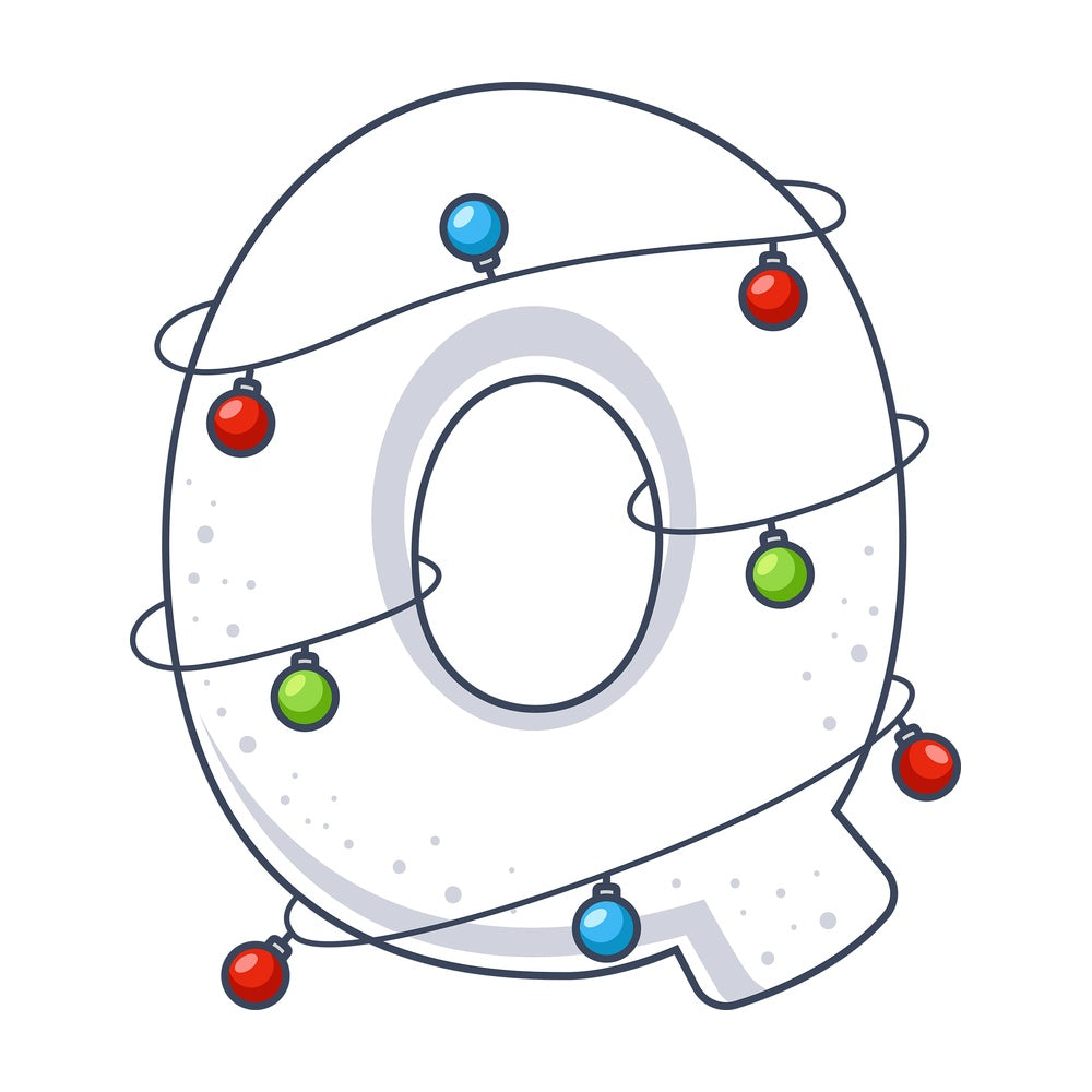 Cartoon christmas capital letter q. PNG - JPG and vector EPS file formats (infinitely scalable). Image isolated on transparent background.