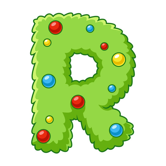 Cartoon christmas capital letter r. PNG - JPG and vector EPS file formats (infinitely scalable). Image isolated on transparent background.