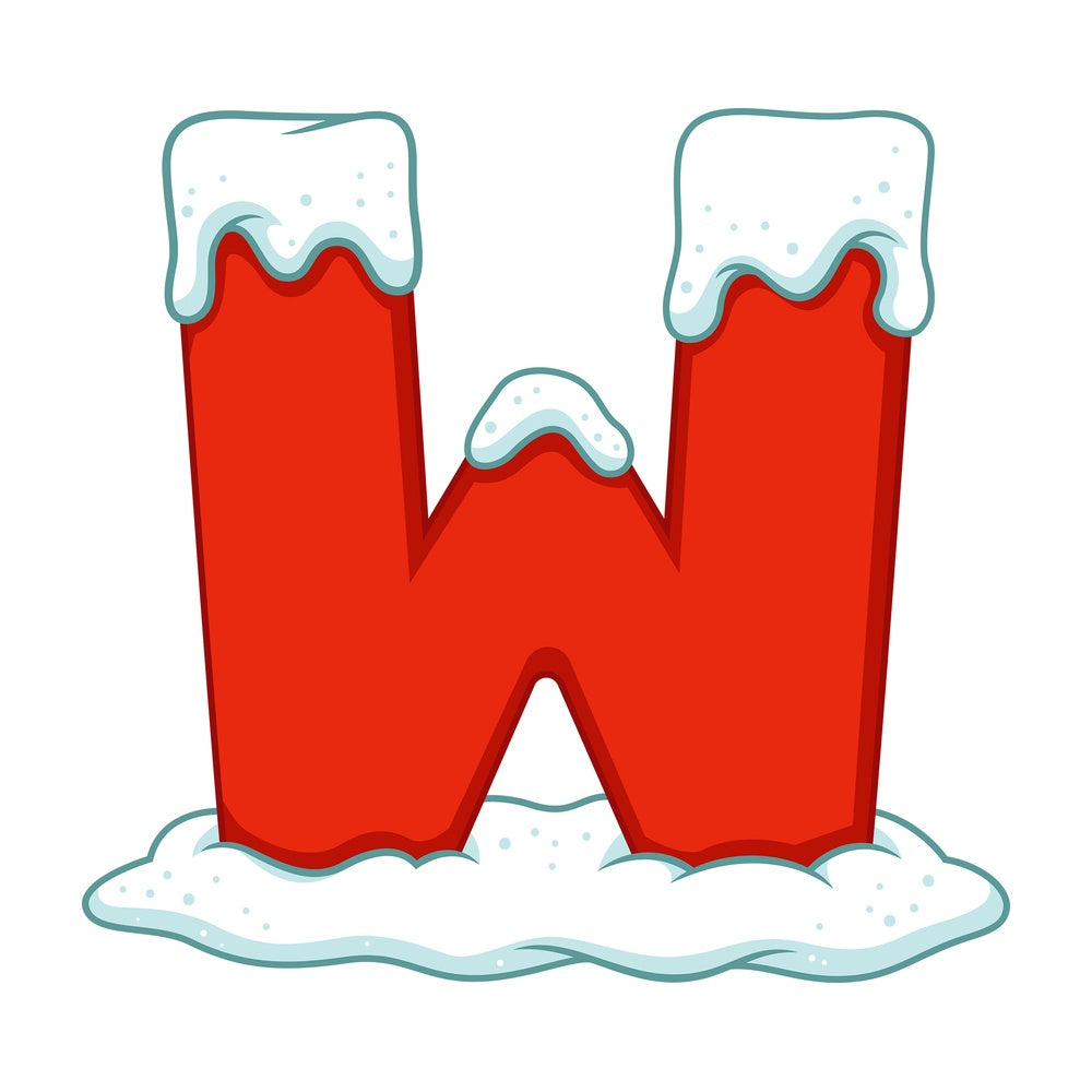 Cartoon christmas capital letter w. PNG - JPG and vector EPS file formats (infinitely scalable). Image isolated on transparent background.