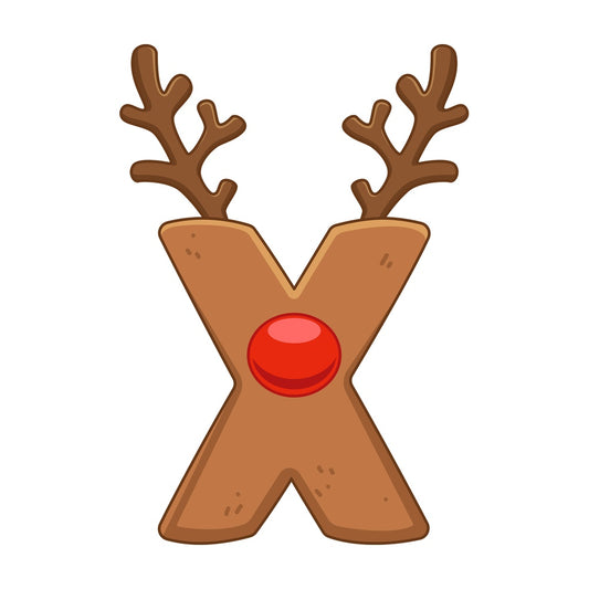 Cartoon christmas capital letter x. PNG - JPG and vector EPS file formats (infinitely scalable). Image isolated on transparent background.