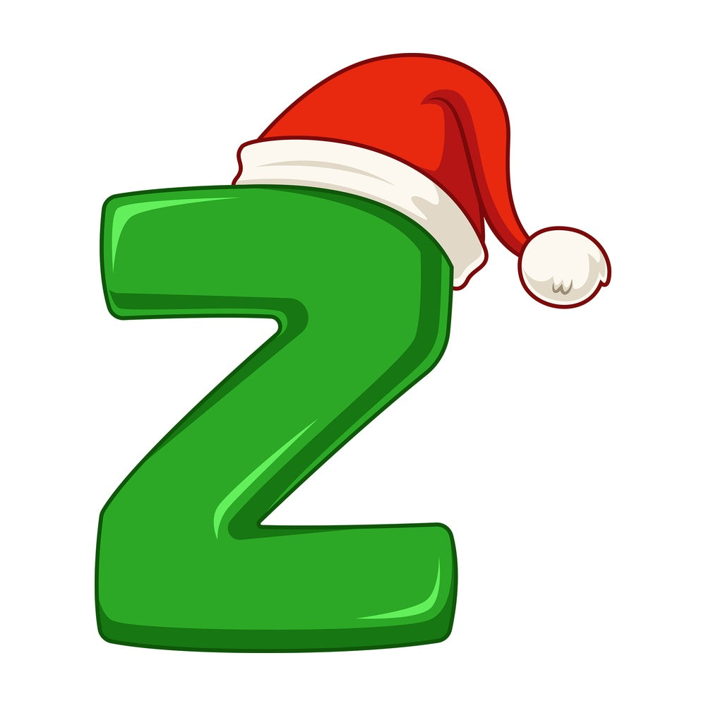 Cartoon christmas capital letter z. PNG - JPG and vector EPS file formats (infinitely scalable). Image isolated on transparent background.