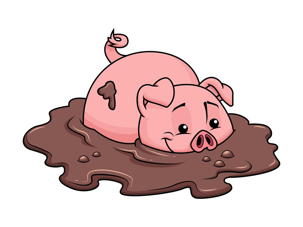 Farm pig in dirt. PNG - JPG and vector EPS file formats (infinitely scalable). Image isolated on transparent background.