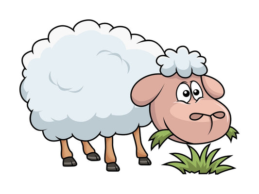 Happy sheep eating grass. PNG - JPG and vector EPS file formats (infinitely scalable). Image isolated on transparent background.