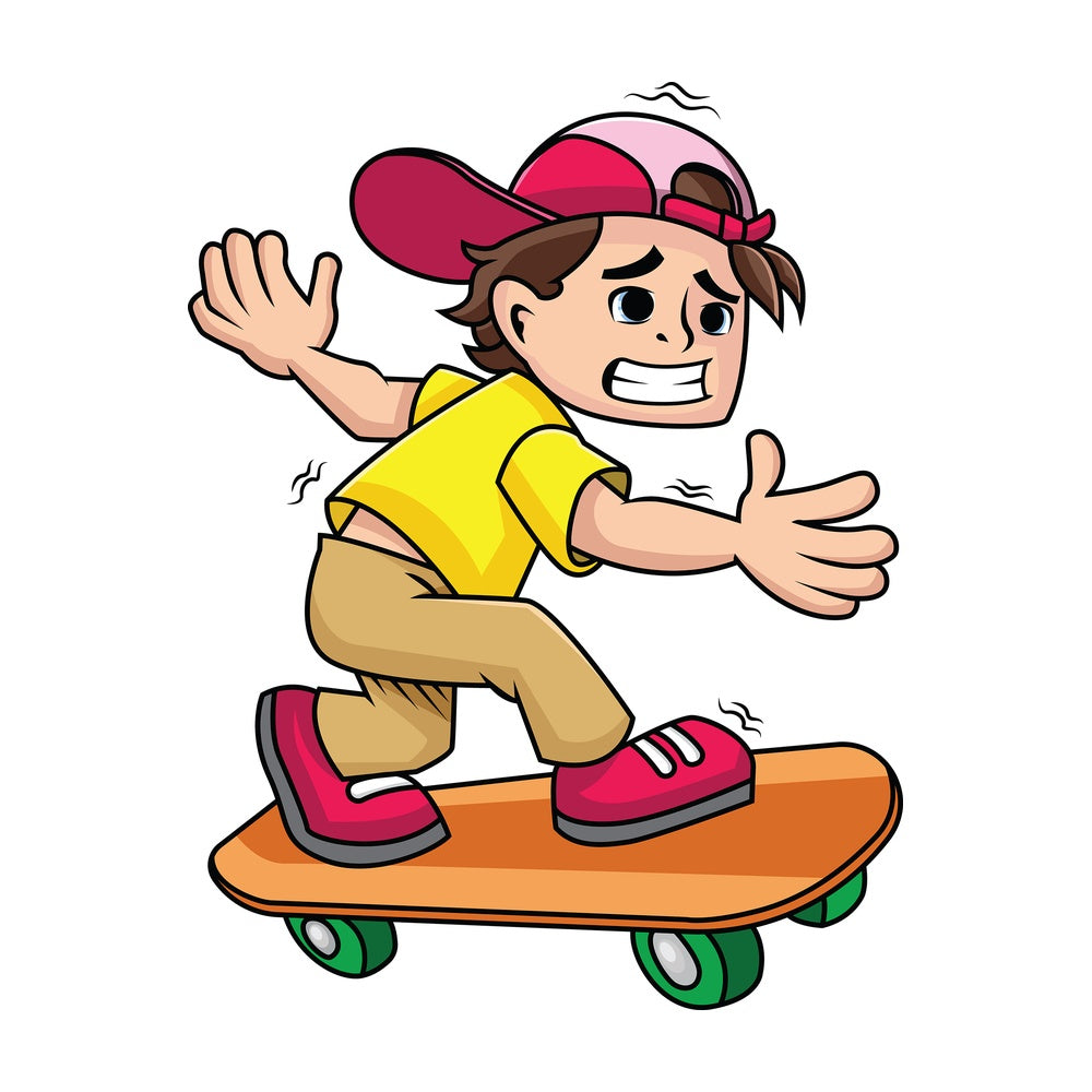 Scared man skateboarding. PNG - JPG and vector EPS file formats (infinitely scalable). Image isolated on transparent background.